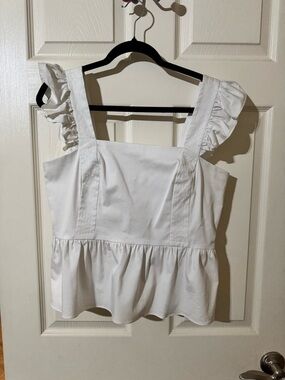ANTONIO MELANI White Ruffle-Strap Peplum Camisole